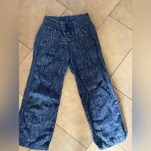 Athleta Medieval Violet (dark denim) Cabo Linen Textured Wide Leg Pants 10T